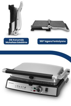 Tostmix Inox Paslanmaz Çelik 2000 Watt Granit Çıkarılabilir Plakalı Tost Ve Izgara Makinesi