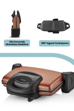 Gurmex Gold 1750 Watt Granit Çıkarılabilir Plakalı 5 Kademe Isı Ayarlı Tost Ve Izgara Makinesi