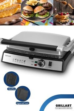 Goldmaster Grillart 2200 Watt 3İn1 Granit Çıkarılabilir Plaka Waffle ,Izgara ,Tost Makinesi