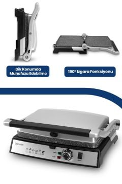 Goldmaster Grillart 2200 Watt 3İn1 Granit Çıkarılabilir Plaka Waffle ,Izgara ,Tost Makinesi