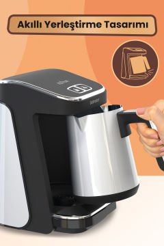 Prokıvam Beyaz Geniş Hazne Çelik Cezveli Akıllı Yerleştirmeli Türk Kahve Makinesi
