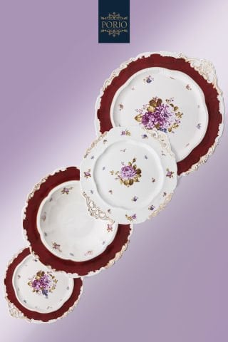 Porio Porto 74 Parça Bone China 12 Kişilik Porselen Yemek Takımı