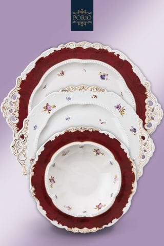 Porio Porto 74 Parça Bone China 12 Kişilik Porselen Yemek Takımı