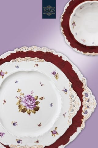 Porio Porto 74 Parça Bone China 12 Kişilik Porselen Yemek Takımı