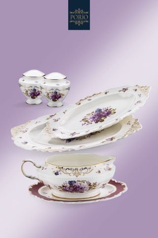 Porio Porto 74 Parça Bone China 12 Kişilik Porselen Yemek Takımı