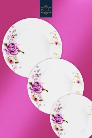 Lucia 85 Parça Bone China 12 Kişilik Porselen Yemek Takımı