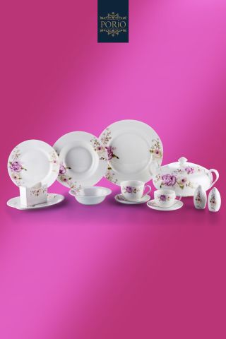 Lucia 85 Parça Bone China 12 Kişilik Porselen Yemek Takımı