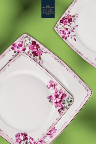 Porio Vivace 74 Parça Bone China 24 Servisli 12 Kişilik Porselen Yemek Takımı
