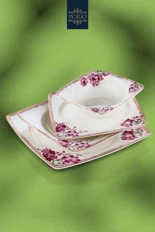 Porio Vivace 74 Parça Bone China 24 Servisli 12 Kişilik Porselen Yemek Takımı