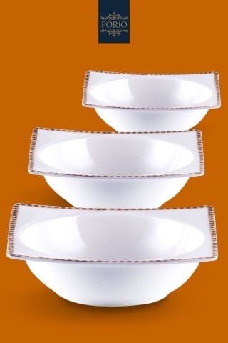 Porio Grazie 74 Parça Bone China 12 Kişilik Kare Porselen Yemek Takımı