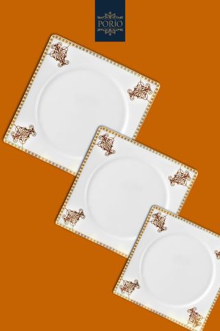 Porio Grazie 74 Parça Bone China 12 Kişilik Kare Porselen Yemek Takımı