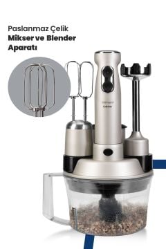 Elenamax Silver 1000 Watt Hız Ayarlı %100 Bakır Motor 5 In 1 Mutfak Robotu Multi Blender Seti