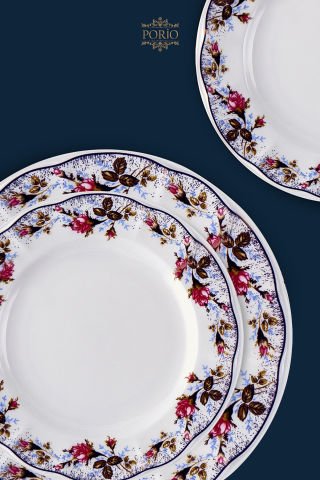 Porio Lenore 74 Parça Bone China 24 Servisli 12 Kişilik Porselen Yemek Takımı