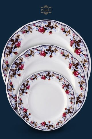 Porio Lenore 74 Parça Bone China 24 Servisli 12 Kişilik Porselen Yemek Takımı