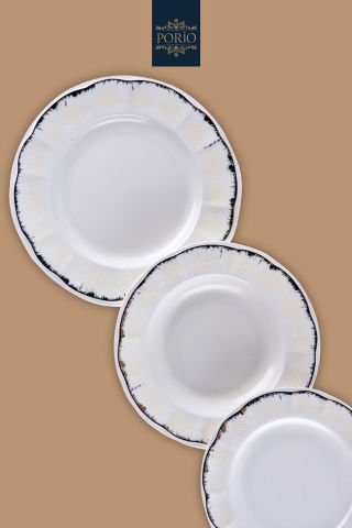 Porio Latia 74 Parça Bone China 24 Servisli 12 Kişilik Porselen Yemek Takımı