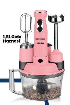 Elenamax Pembe 1000 Watt Hız Ayarlı %100 Bakır Motor 5 In 1 Mutfak Robotu Multi Blender Seti