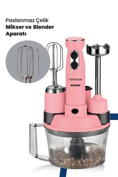 Elenamax Pembe 1000 Watt Hız Ayarlı %100 Bakır Motor 5 In 1 Mutfak Robotu Multi Blender Seti