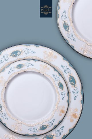 Porio Mila 74 Parça Bone China 24 Servisli 12 Kişilik Porselen Yemek Takımı