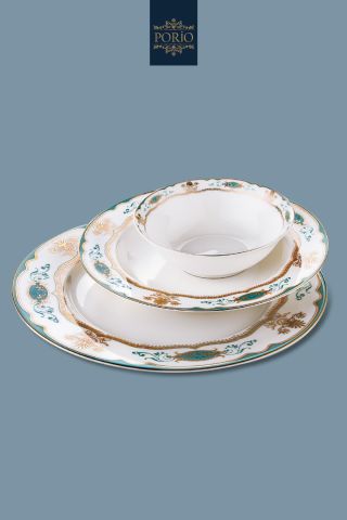 Porio Mila 74 Parça Bone China 24 Servisli 12 Kişilik Porselen Yemek Takımı