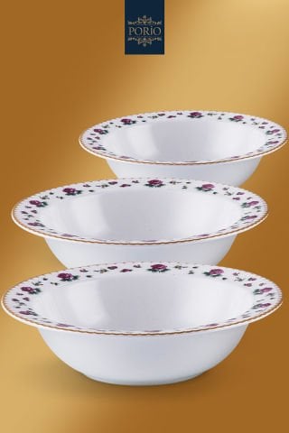 Porio Clematis 85 Parça Bone China 12 Kişilik Porselen Yemek Takımı
