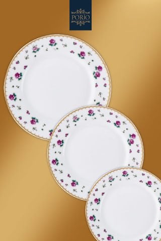 Porio Clematis 85 Parça Bone China 12 Kişilik Porselen Yemek Takımı
