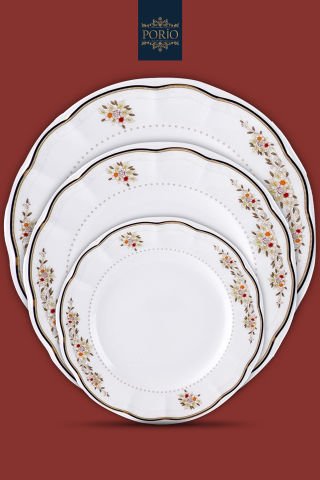 Porio Clarie 74 Parça Bone China 24 Servisli 12 Kişilik Porselen Yemek Takımı