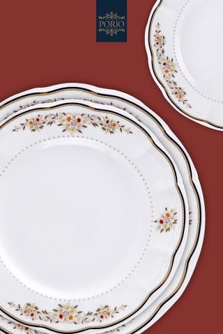Porio Clarie 74 Parça Bone China 24 Servisli 12 Kişilik Porselen Yemek Takımı