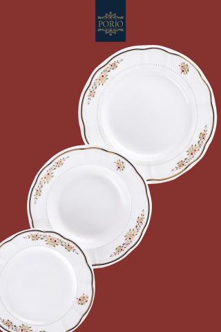 Porio Clarie 74 Parça Bone China 24 Servisli 12 Kişilik Porselen Yemek Takımı