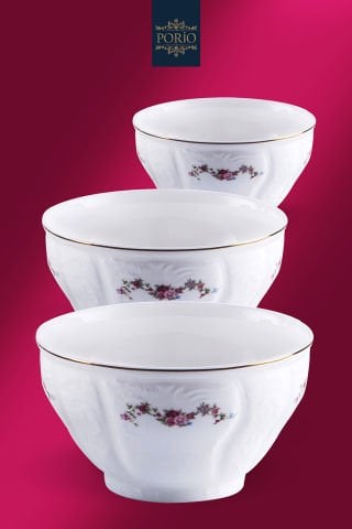 Porio Calvina 74 Parça Bone China 12 Servisli 12 Kişilik Porselen Yemek Takımı