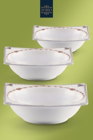Porio Bellance 74 Parça Bone China 12 Kişilik Kare Porselen Yemek Takımı