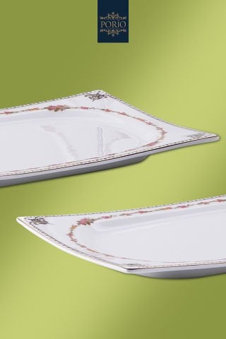 Porio Bellance 74 Parça Bone China 12 Kişilik Kare Porselen Yemek Takımı