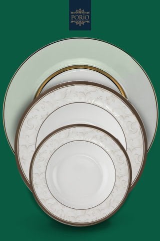 Porio Burano 74 Parça Bone China Suplalı 12 Kişilik Porselen Yemek Takımı