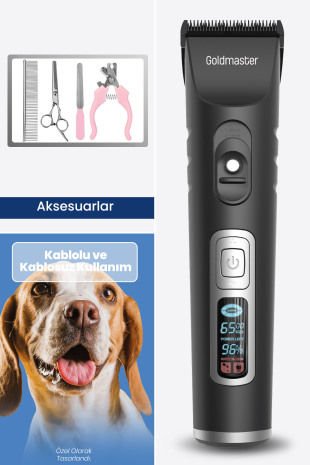 Pasha Led Ekran 10 in 1 Ayarlanabilir Şarjlı Kedi Köpek Tıraş Makinesi Evcil Hayvan Tüy Kesme Aparat