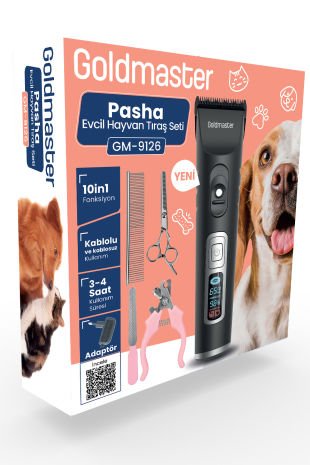 Pasha Led Ekran 10 in 1 Ayarlanabilir Şarjlı Kedi Köpek Tıraş Makinesi Evcil Hayvan Tüy Kesme Aparat