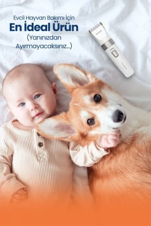 Tırmık 10 in 1 Ayarlanabilir Şarjlı Kedi Köpek Tıraş Makinesi Pet Evcil Hayvan Tüy Kesme Aparatlı