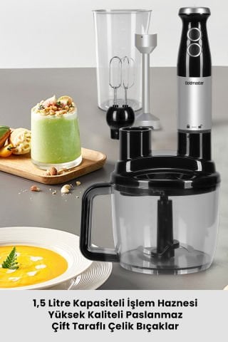 GoldMaster Fastrobot İnox Paslanmaz Çelik 8 in 1 Çok Amaçlı Mutfak Robotu Multi Blender Seti