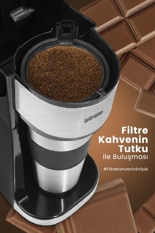 GoldMaster Tutku Seyahat Termos Bardaklı Bpa İçermeyen Kişisel Filtre Kahve Makinesi