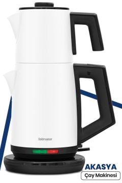 Akasya Süt Beyazı Xl 2200 Watt Patentli Damlatmayan Tasarımı Çelik Çay Makinesi Ve Su Isıtıcısı