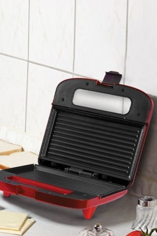 Nice 750 W Isınmaya Dayanıklı Tost Ve Izgara Makinesi Kırmızı