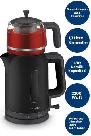 Goldmaster Avantajlı İkili Set Paketi Cam Demlikli Çay Makinesi Ve Su Isıtıcısı Mini Tost Makinesi