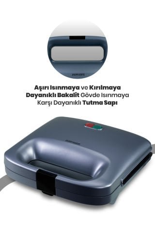 Miss 750 W Isınmaya Dayanıklı Tost Ve Izgara Makinesi Ege Mavisi