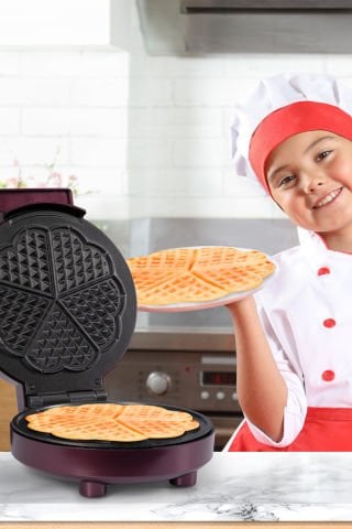 Sweet 1000w Taşmayı Önleyen Derin Plakalı Aşırı Isınmaya Dayanıklı Waffle Makinesi Mor