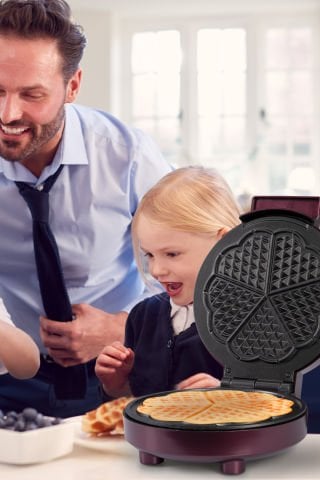 Sweet 1000w Taşmayı Önleyen Derin Plakalı Aşırı Isınmaya Dayanıklı Waffle Makinesi Mor