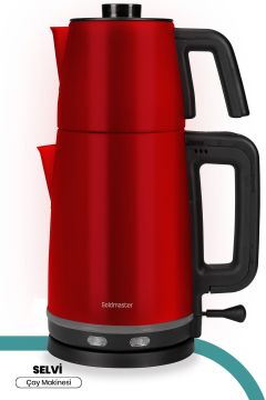 Selvi Kırmızı 2200 Watt Çift Isıtıcılı Paslanmaz Çelik Çay Makinesi Ve Su Isıtıcısı
