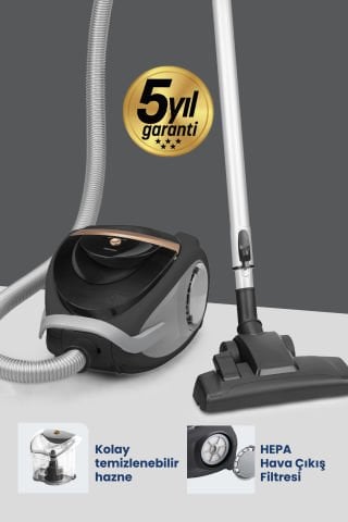SpeedForce Çift Hepa Filtreli 2.5 L Geniş Hazneli Toz Torbasız 5 Yıl Garantili Elektrikli Süpürge