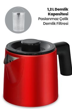 Yudum Mat Kırmızı Paslanmaz Çelik 2200 Watt Çelik Çay Makinesi Ve Su Isıtıcı