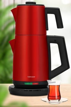 Yudum Mat Kırmızı Paslanmaz Çelik 2200 Watt Çelik Çay Makinesi Ve Su Isıtıcı