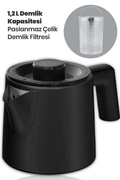 Dore Black Xl 2200 Watt Patentli Damlatmayan Tasarımı Paslanmaz Çelik Çay Makinesi Ve Su Isıtıcısı