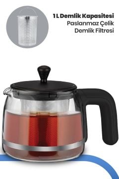 Dem Kırmızı 2200 Watt XL Paslanmaz Demlikli Cam Çelik Çay Makinesi Ve Su Isıtıcısı gm1