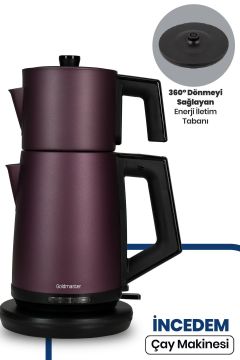 Incedem Damlatmaz Ağız Çelik Çay Makinesi Ve Su Isıtıcısı Mat Mor In6306ma